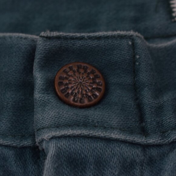 Vintage 70s Worrrn Ripped Green Flat Front Flared Pants by Love & Stitch size 28 - Picture 7 of 12